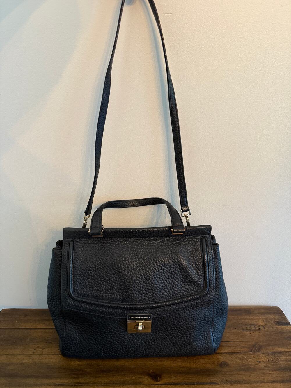Kate Spade Black Pebbled Leather Everett Way Tallulah Crossbody Shoulder Handbag